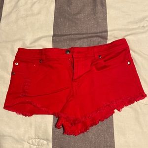 I am selling these red, booty cut shorts. Size Small.